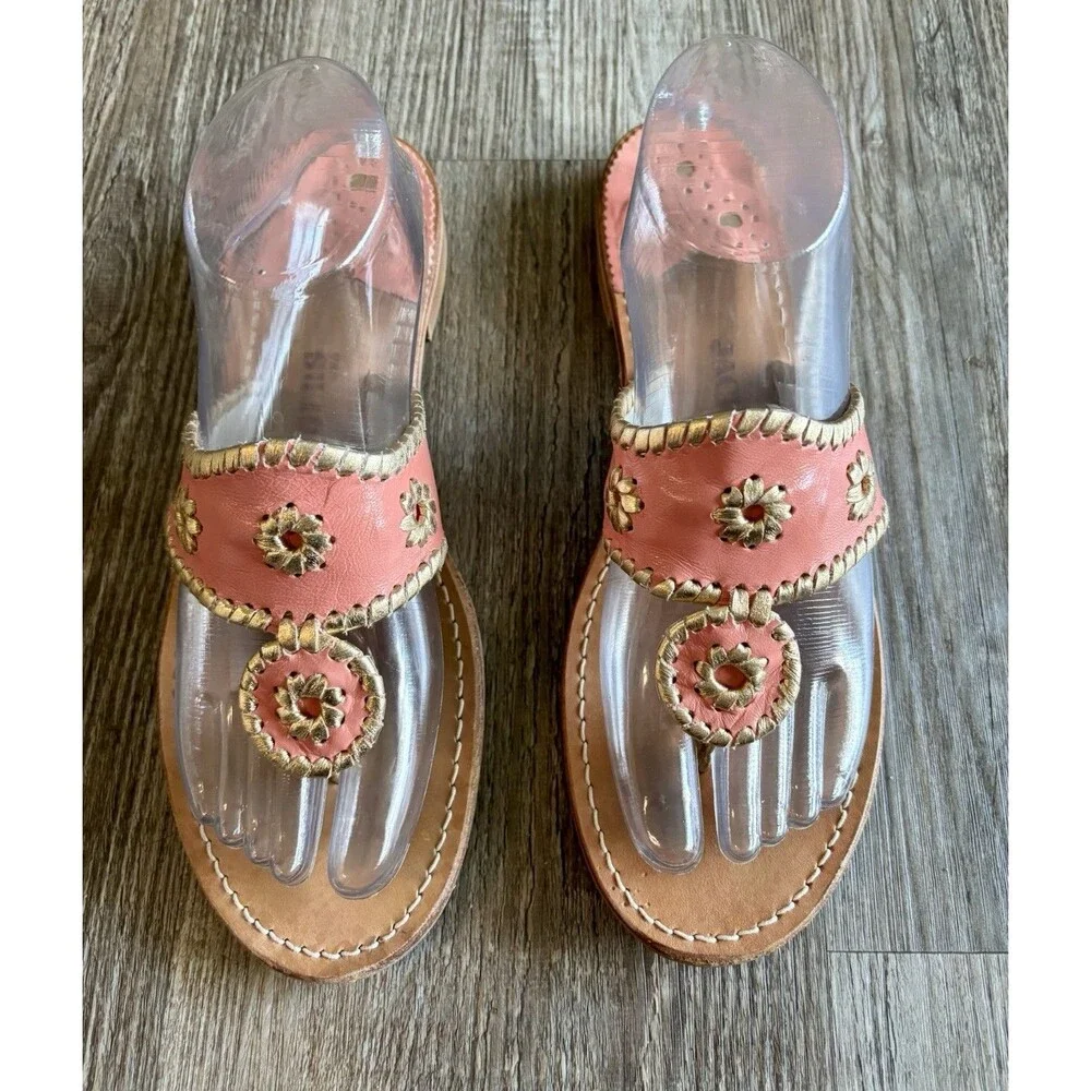 Jack Rogers Nantucket 1960’s Pink Thong Sandals USA Beach Casual WomenSize 9M